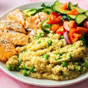 Baked Salmon with Quinoa and Roasted Vegetables