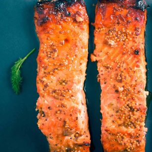 Honey Mustard Glazed Salmon With Roasted Brussels Sprouts Recipe