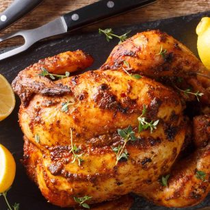 Lemon And Herb Roasted Chicken With Roasted Carrots And Potatoes