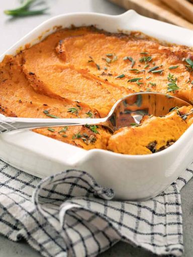 Vegan Lentil Shepherd’s Pie With Sweet Potato Mash